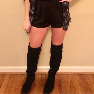 Over the Knee Black Suede Boots